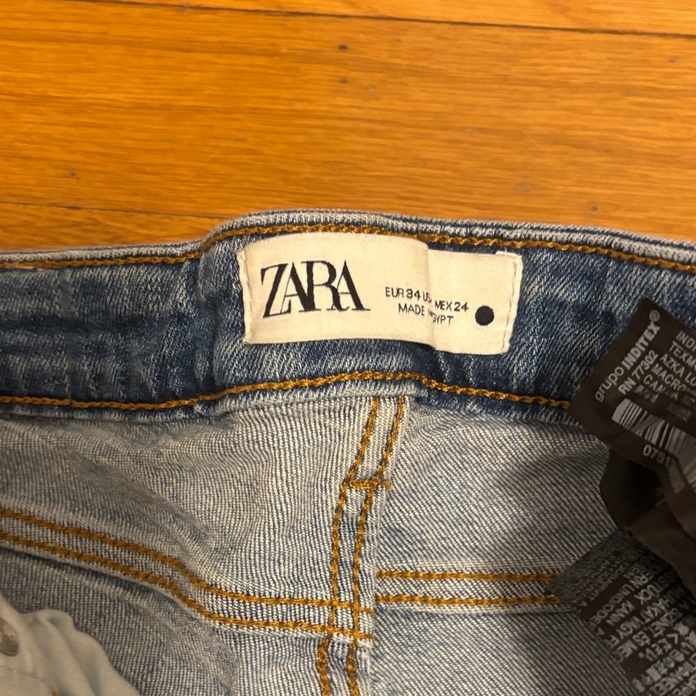 Zara Blue Distressed Skinny Jeans - Picture 2 of 5